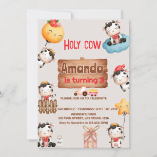 Convites Meninas Fofas Vaca Sagrada e impressão de vaca ani