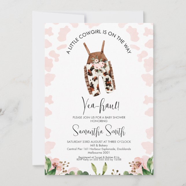 Convites Meninas Garotinha No Caminho Do Chá de fraldas (Frente)