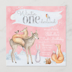 Convites Meninas Inverno Onederland Floresta Primeiro Anive