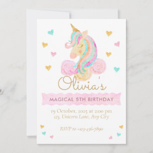 Convites Meninas Lindo Unicórnio Pastel Mágico Aniversário