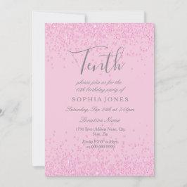 Convites Meninas Luminosas Rosa 10ª Festa de aniversário Co