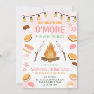 Convites Meninas Mais Diversão com S'mores no Acampamento F