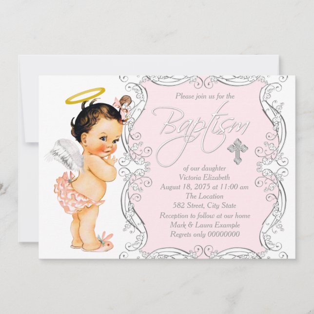 Convites Meninas Pequeno Anjo Batismo Batizado (Frente)