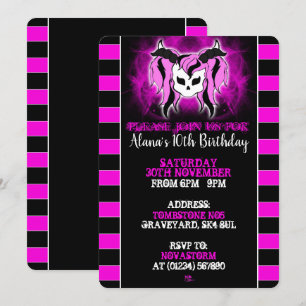 Convites Meninas Pink Skull Birthday
