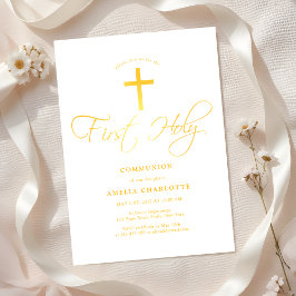 Convites Meninas Primeira Comunhão Branco e Amarelo