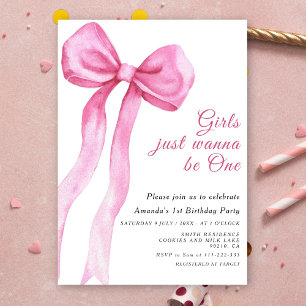 Convites Meninas Querem Ser Apenas Um Laço Rosa no Primeiro