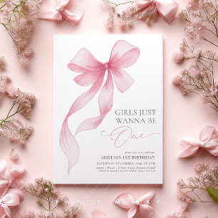 Convites Meninas Querem Ser Só Um Laço Rosa Menina de 1º An