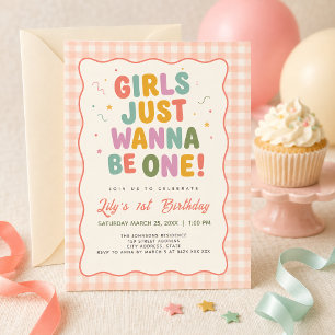 Convites Meninas Querem Ser Um Aniversário de 1 Ano com Xad