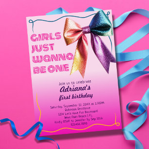 Convites Meninas Querem Ser Um Aniversário de 1 Ano Tema An