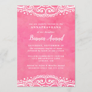 Convites Meninas Rosa Annaprashana Primeira Cerimônia de A
