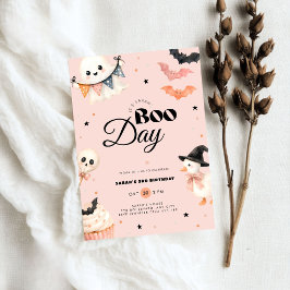 Convites Meninas Rosa Dia das Bruxas Boo 3º Aniversário