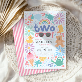 Convites Meninas Rosa Dois Legal Verão Splash Segundo Anive