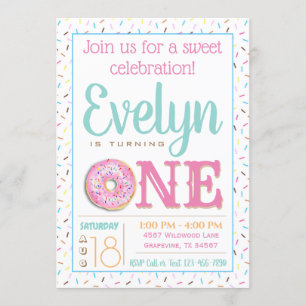 Convites Meninas Rosquinha Primeira Festa de aniversário