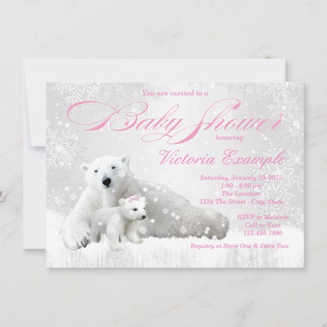 Convites Meninas Winter Wonderland Baby Shower Invtions (Frente)