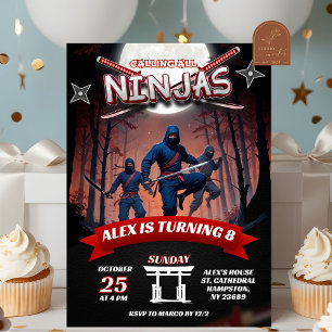 Convites Menino Aniversariante Ninja Guerreiro Kids