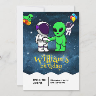 Convites Menino Astronauta Moderno e Aniversário de Criança