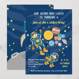 Convites Menino astronauta sonha com festa de aniversário
