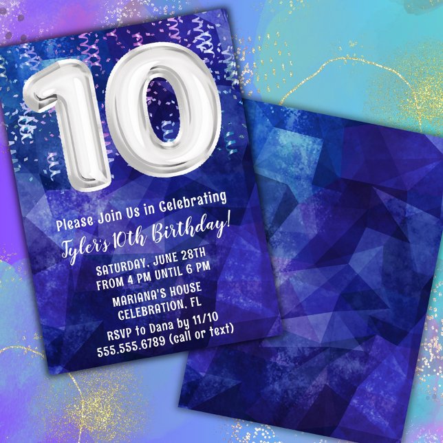Convites Menino Azul Branco 10º Aniversário (Criador carregado)