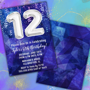 Convites Menino Azul Branco 12º Aniversário