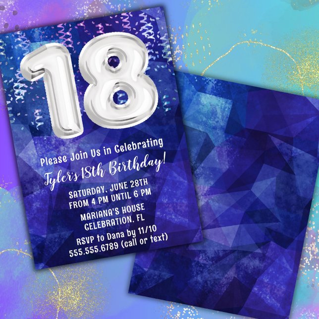 Convites Menino Azul Branco 18º Aniversário (Criador carregado)