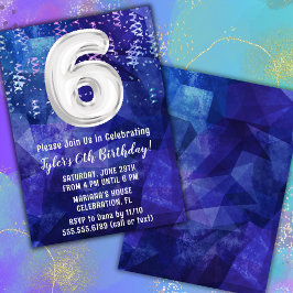 Convites Menino Azul Branco 6º Aniversário