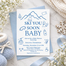 Menino Azul do Inverno Chá de Bebê Ski Você Em Bre