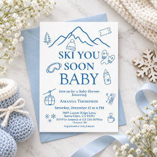 Convites Menino Azul do Inverno Chá de Bebê Ski Você Em Bre