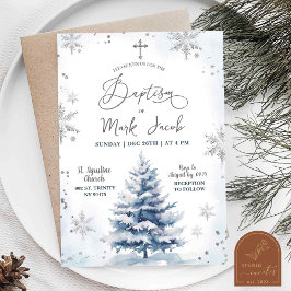 Convites Menino Azul Natal Inverno Dia de Batismo