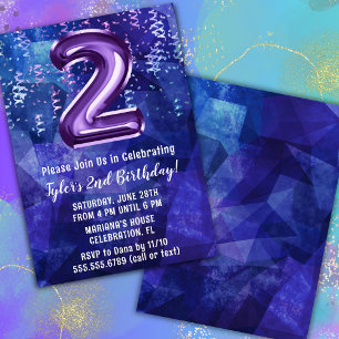 Convites Menino Azul Roxo 2º Aniversário
