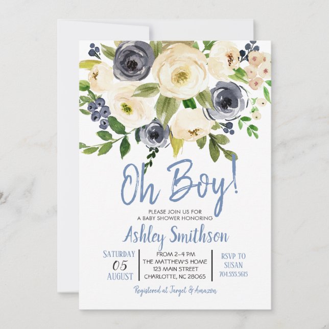 Convites Menino, Baby Shower Invitations. (Frente)