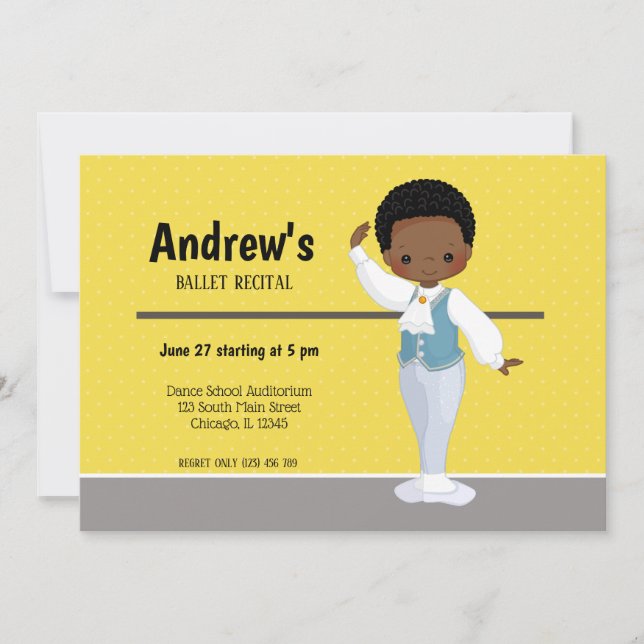Convites Menino Ballerina - escolha a cor de fundo (Frente)