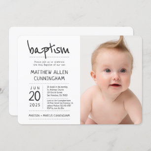 Convites Menino Batismo  Foto Moderna + Simples