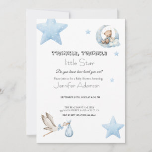Convites Menino bebê estrelinha cintilante aquarela