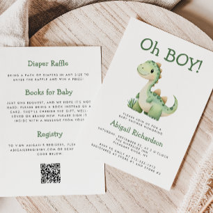 Convites Menino Bonito Código QR Dinossauro Verde ChuvadeBe
