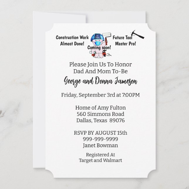 Convites Menino Carpinteiro  (Frente)