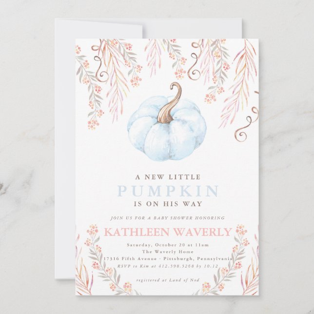 Convites Menino Chá de fraldas de Abóbora de Abóbora Menino (Frente)