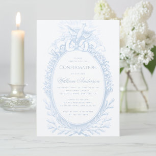 Convites Menino Confirmação Azul Espírito Santo Pombo Vinta