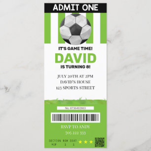 Convites Menino de Aniversário de Bilhete de Futebol Festa 