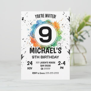 Convites Menino de Esplendor em Aquarela 9º Aniversário