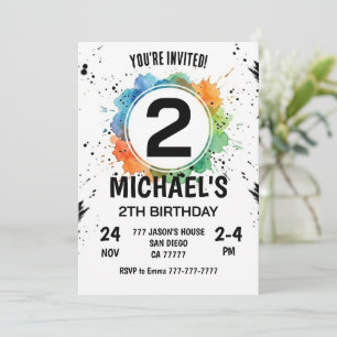 Convites Menino de Esplendor em Aquarela Aniversário de 2 A