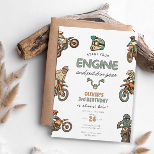 Convites Menino de moto de terra 3º aniversário