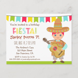 Convites Menino de Olhos Azuis Festa Mexicana de Aniversári