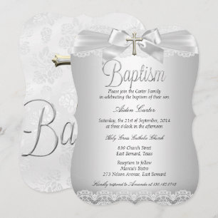 Convites Menino de prata ou menina do baptismo do laço & d