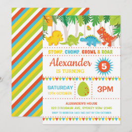 Convites Menino Dinossauro Festa de Raiz de Aniversário Din
