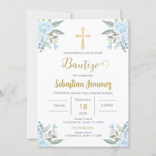 Convites Menino do Batismo Espanhol