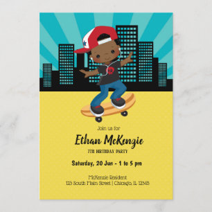 Convites Menino do skate - escolha sua cor de fundo