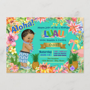 Convites Menino Étnico Festa de Aniversário Havaiana Luau