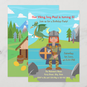 Convites Menino guerreiro viking e festa de aniversário do 