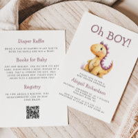 Menino Laranja Dinossauro Roxo Código QR Chá de Be