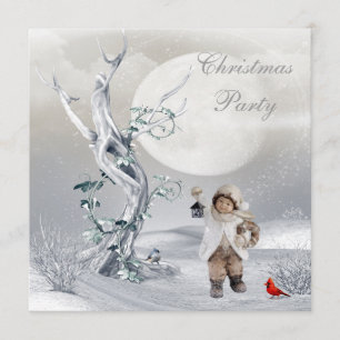Convites Menino mágico da cena do inverno da lua & Natal